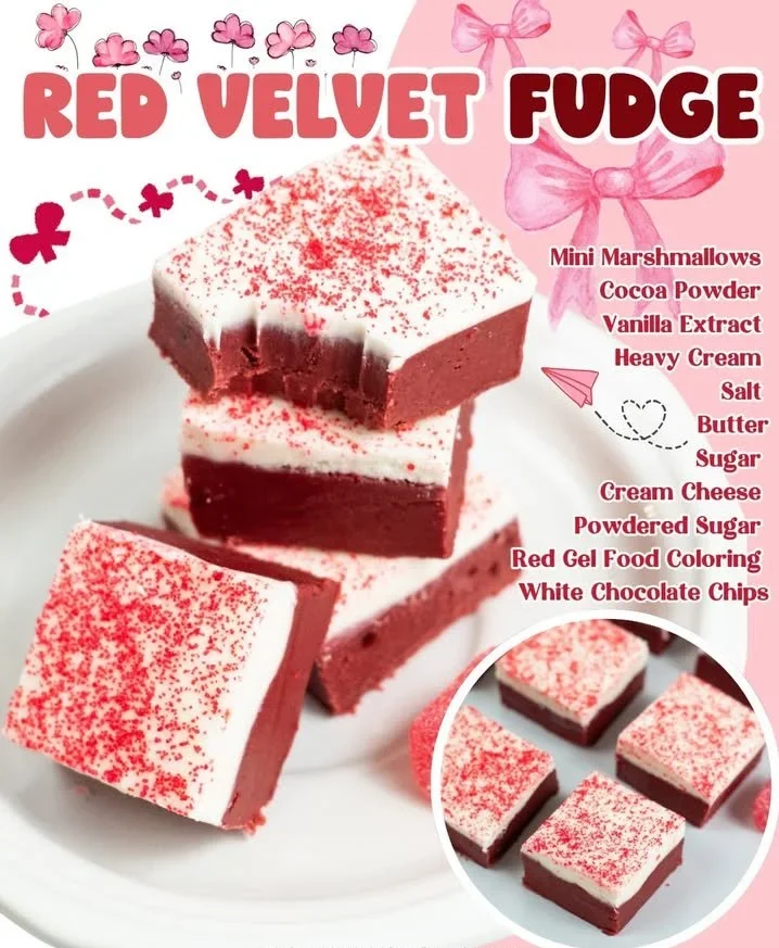 Delicious Red Velvet Fudge displayed on a plate, ready to be enjoyed.