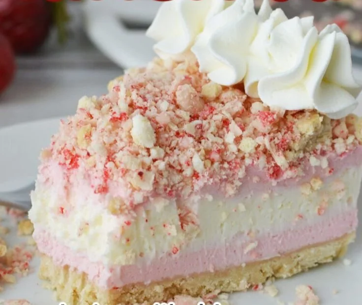 Delicious strawberry crunch cheesecake with creamy layers and crunchy topping