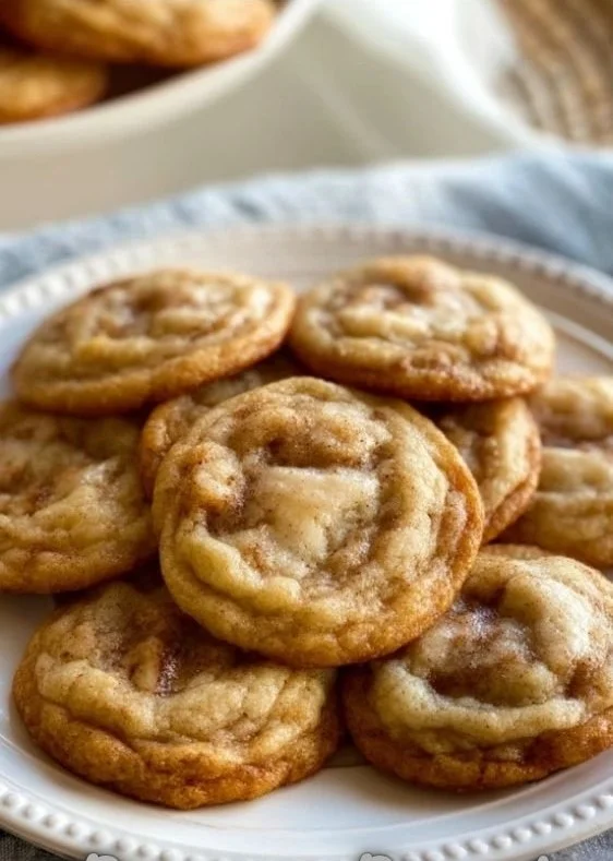 Delicious banana bread cookies stacked on a wooden table